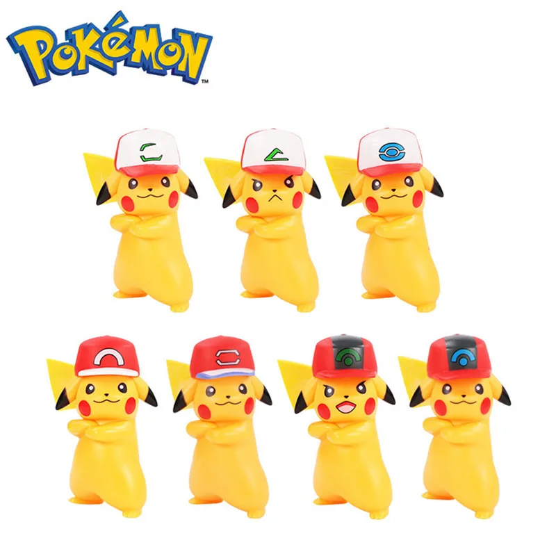 Takara Tomy Покемон Пикачу носить шапки pet фигурка игрушки модель для детей Рождественский подарок на день рождения
