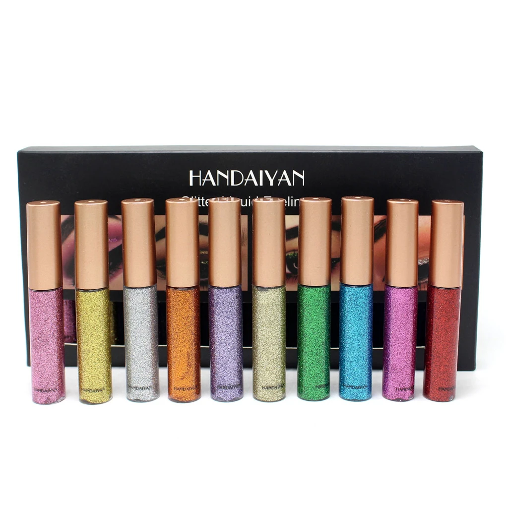 10pcs/set Glitter Shimmer Liquid Eyeliner Long Lasting Waterproof Sweat-proof Eye Liner Makeup Cosmetics