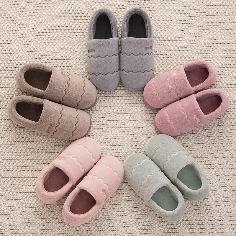 

2019 New Winter Home Warm Soft Women's Fashion And Indoor Plush Slippers Wave Style High Quality Cotton Slippers Size
