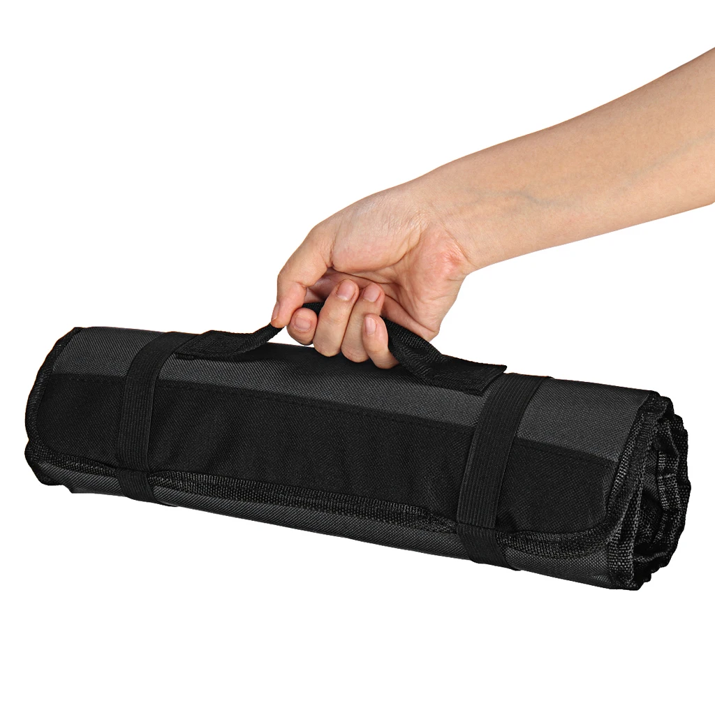 Black Chefs Knife Roll Bag, Oxford Cloth Cutlery Knives Holder Protector Kitchen Cooking Tools Wallet