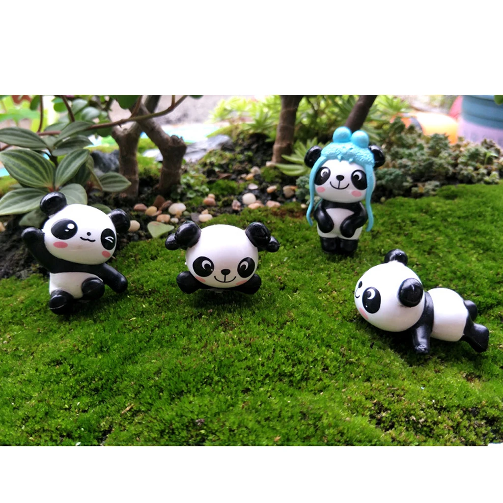 8 Pieces Miniature Bonsai DIY Craft Vase Terrarium Figurine Panda Bear Decor