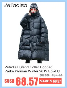 Vefadisa Big Pocket Winter Vest Woman Personality Sleeveless Cotton Vest Hooded Vest Coat Loose Black Gray Violet QYF1144