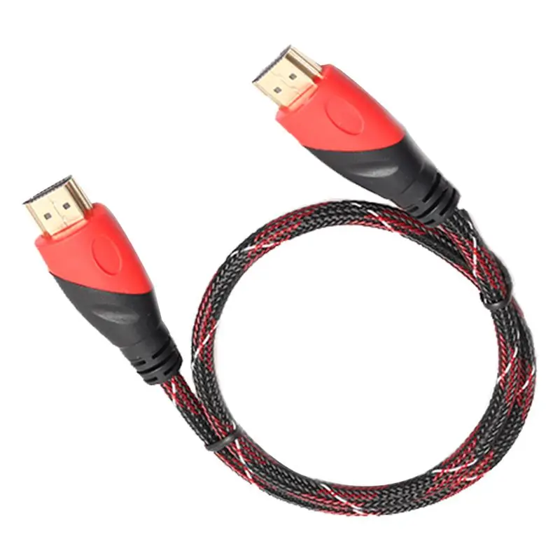 gold-plated hdmi cable HD video cable audio cable hdmi cable dual-color mode red and black network 0.5m