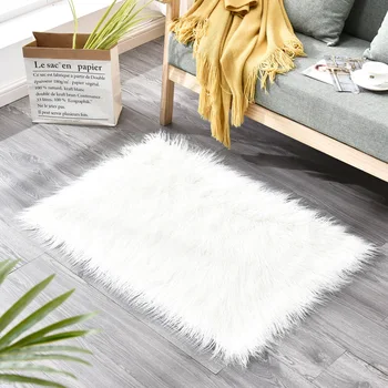 

New Arrival mongolian fur carpet living room curl mat bedroom doormat Children's crawling mat curl square floor mat plush carpet