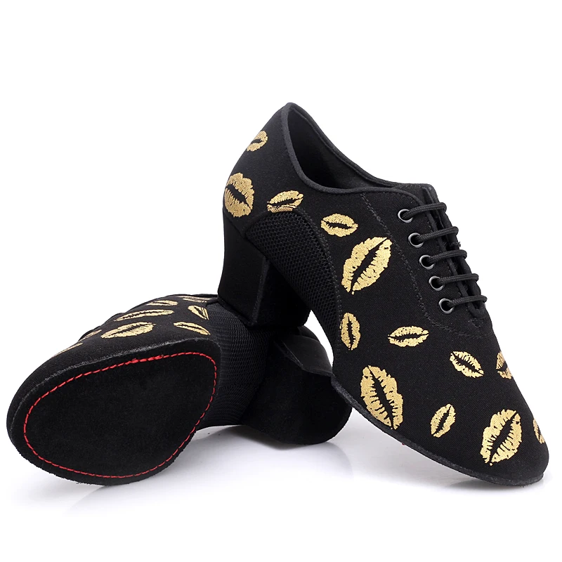 Женские туфли для латиноамериканских танцев с принтом в виде губ|Обувь танцев| |