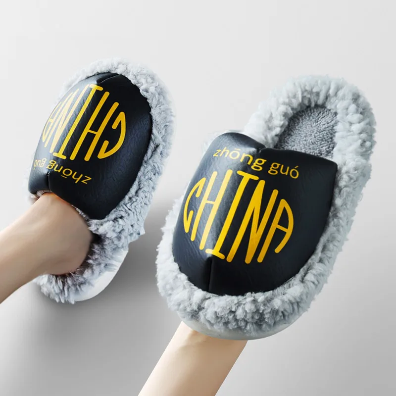 

Winter Cotton Slippers 2021 New Men's Women Home Indoor Warm Slippers Autumn And Winter Women's Letter Print Soft Soled Slipper