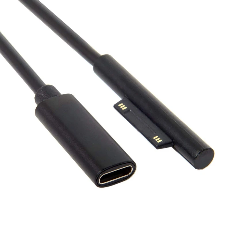 0,2 м женский USB-C зарядный кабель для Microsoft Surface Pro 6/5/4/3 Поверхность ноутбука 1/2, 45Вт 15В PD кабель для зарядки