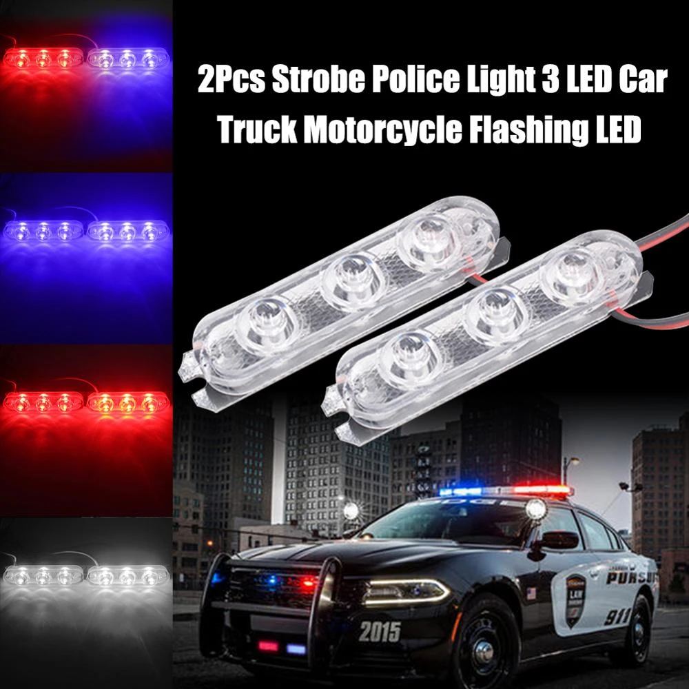 2 Stuks 3 Led Politie Licht 12V 8W Auto Vrachtwagen Motorfiets Flashing Emergency Waarschuwing Achterlichten Rem stop Led Verlichting Lamp|Signaal lamp| - AliExpress