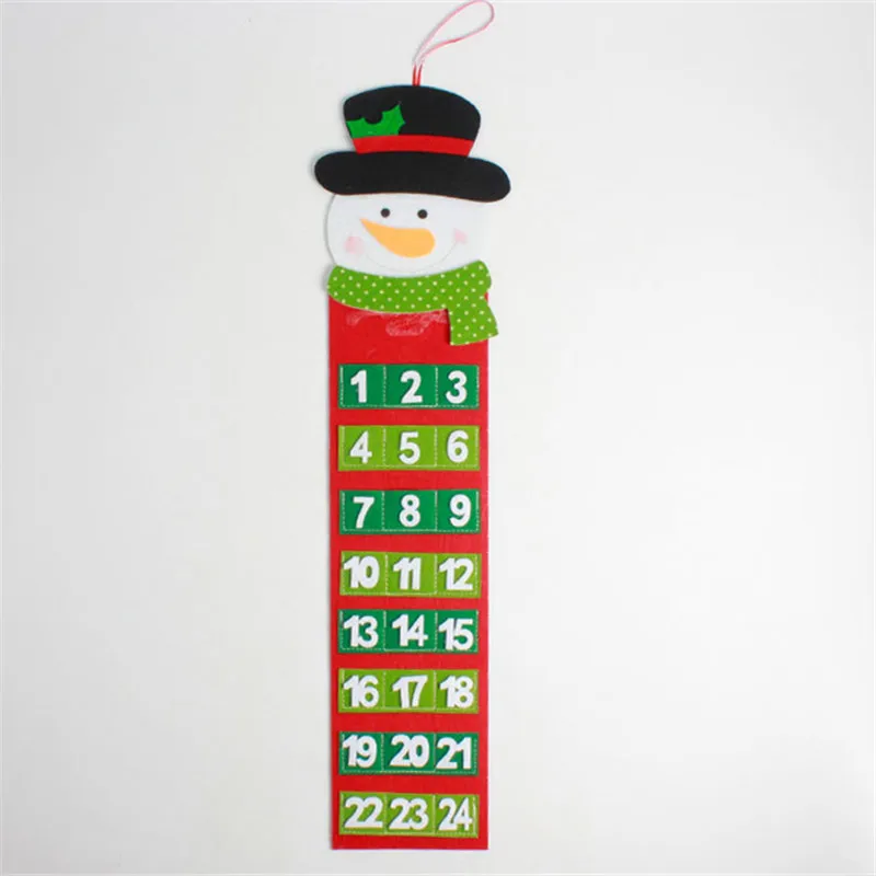 Christmas Advent Calendar Velvet Santa Claus Snowmen Countdown Hanging Calendar Door Wall Window Xmas Decor Gift Party Supply