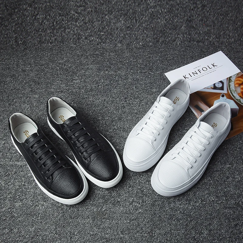 Fashion Brand Casual Men Leather Shoes White Male Casual Shoes Breathable White Sneakers Leather Mens Moccasins Simple White