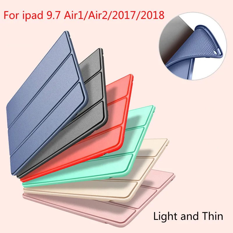 Для iPad Air 2 Air 1 чехол 9,7 Funda силиконовый мягкий чехол для задней панели из искусственной кожи умный чехол для iPad 6го поколения Чехол