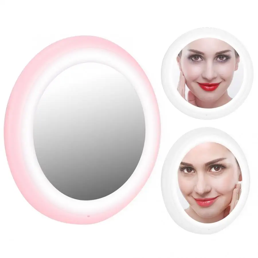 

Mini Portable Makeup Mirror USB Rechargeable Round Shape LED Light Makeup Mirror Cosmetic Tool For Beauty Make up