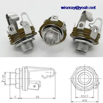 

DHL/EMS 250PC 4-pin 1/4 inches 6.35mm Stereo female jack with switch socket panel for Microphone-A7
