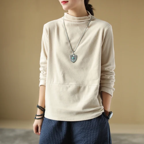 WT shirts for women Свободная хлопковая однотонная облегающая нижняя рубашка, Повседневная футболка с высоким воротом, Женский Топ, пуловер, женские пуловеры, винтажные футболки Z3 - Цвет: WT shirts for women