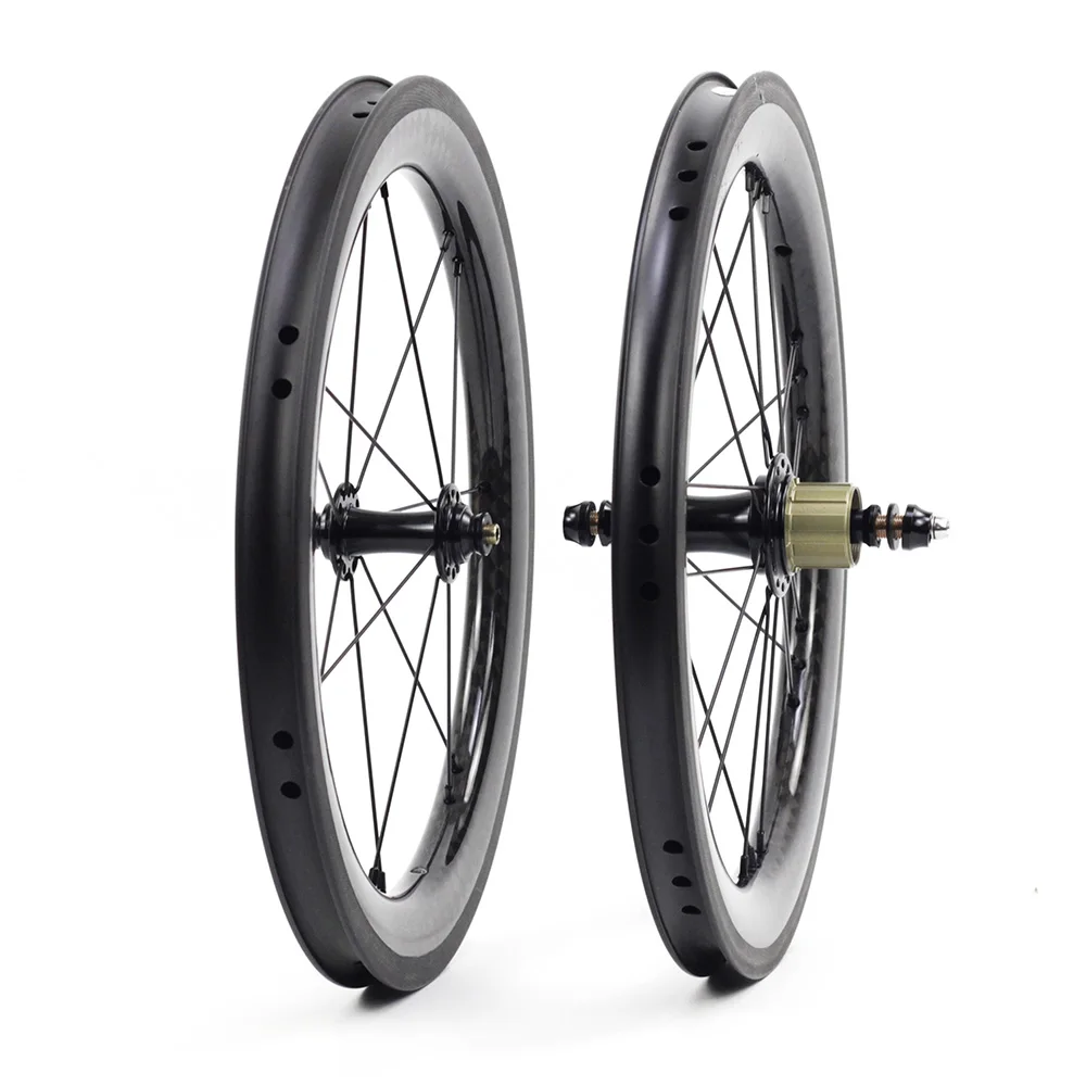 Silverock внешний 5S 6s 7s карбоновые колеса 1" 1 3/8" 349 обода тормоза 38 мм для Brompton 3sixty складной велосипед на заказ велосипед колесная - Цвет: 12k glossyblack1421H