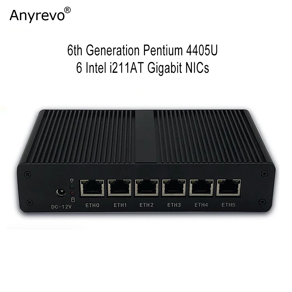 Роутер Pentium 4405U Pfsense 6-го поколения сервер 6*1000M Lan Intel I211 Windows 10 Linux HD VGA мини-ПК с