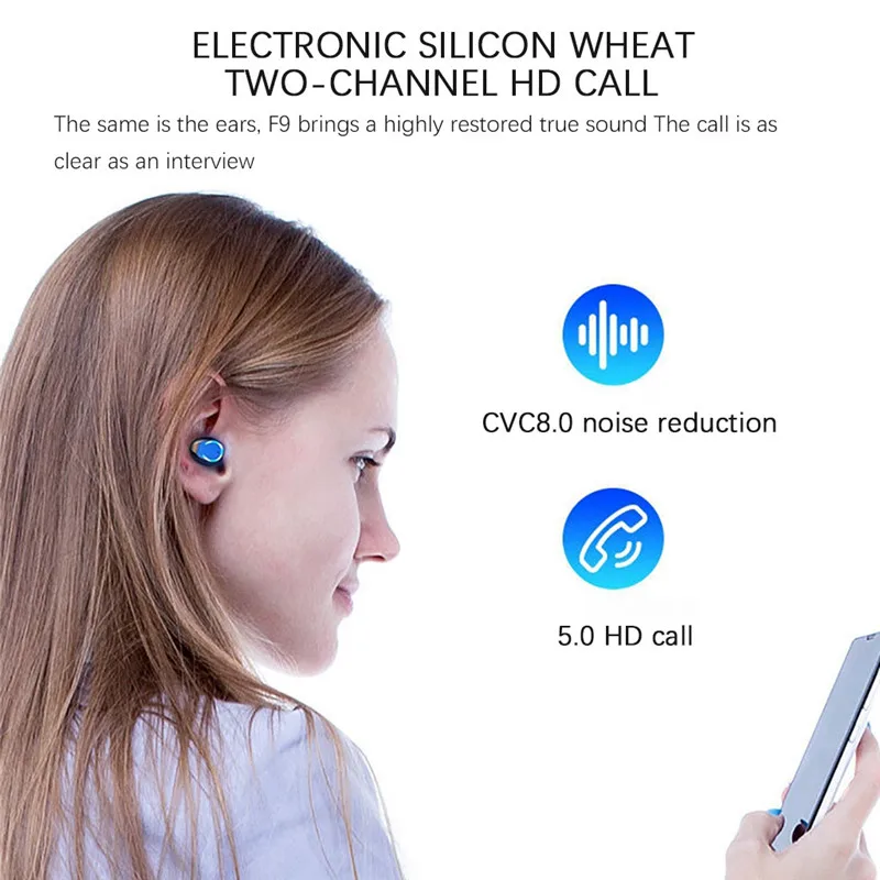 2000 мАч беспроводные Bluetooth наушники спортивные наушники Tws игровая гарнитура мини-наушники светодиодный дисплей