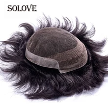 Мужской парик французский кружевной с ПУ Remy индийские волосы замена системы человеческие французские кружева супер парики ручной работы