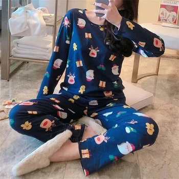 

Christmas New Style Long-sleeved Pajamas Set Women Spring and Autumn Students Cute Ladies Home Wear Trousers Two-piece Suit Girl
