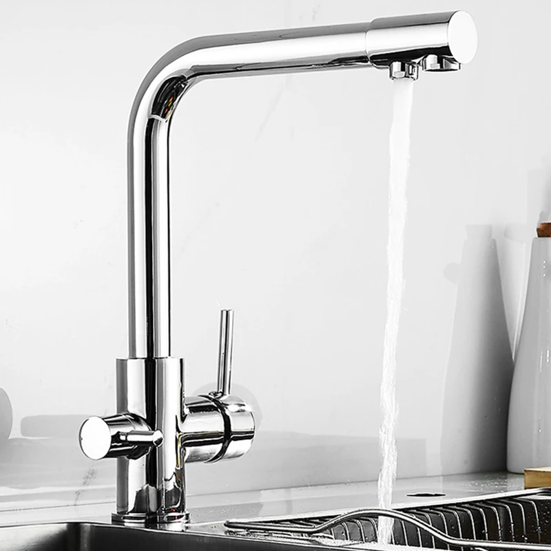  Kitchen Sink Faucet Mixer Seven Letter Design 360 Degree Rotation Water Purification Tap Dual Handl - 4000172023141
