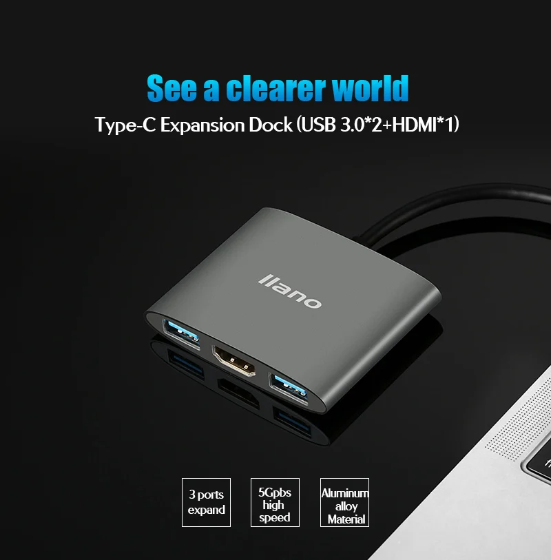 Llano USB C концентратор к HDMI адаптер для Macbook Pro/Air Thunderbolt 3 концентратор USB Type C к HDMI 4K USB 3,0 порт USB-C питания