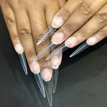 Экстра длинные точки шпильки накладные ногти акриловый гель Салон половина покрытия кончик ногти