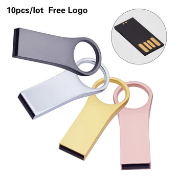 

10pcs/lot Mini Metal USB Flash Drive 2.0 Pendrive Memory Stick Free Custom Logo pen drive 4GB 64GB 16GB 32GB Photography Gifts