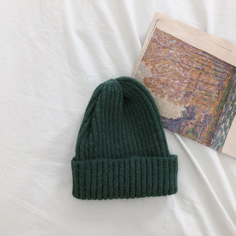 Chifuna/однотонная вязаная детская зимняя детская Шапка-бини для новорожденных; реквизит для фотосессии; шапка для маленьких девочек; Одежда для мальчиков; зимняя шапка для детей - Цвет: Зеленый