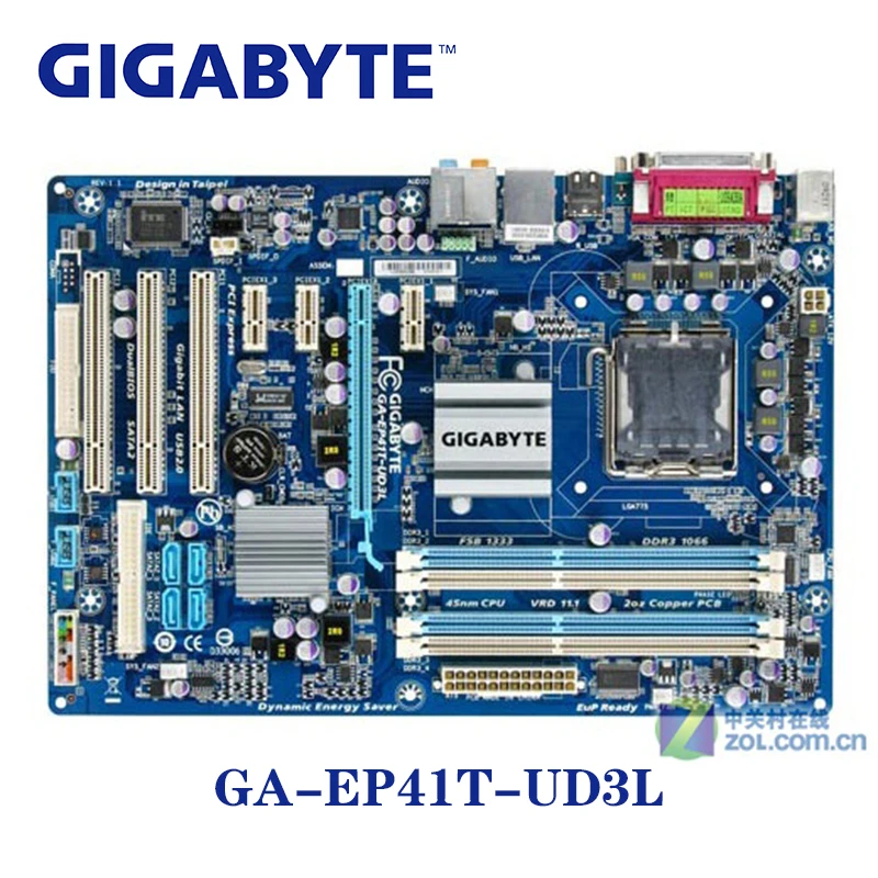 Материнская плата LGA 775 G41 DDR3 Gigabyte GA EP41T UD3L 100% USB2.0 4G Desktop SATA II системная PCI E X16
