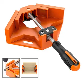 

Woodworking Frame Clip 90 Degree Right Corner Aluminum Single Handle Woodworking Frame Clip Right Angle Folder Tool (Orange)
