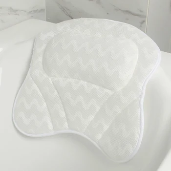 

Bath Pillow With Suction Cups Inflatable Terry Cloth Butterfly Shape Neck Support Pillow Soft Spa Neck Bathtub Cushion