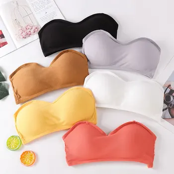 

Strapless Bra Seamless Breathable Padded Tube Top Chest Wrap Invisible Bra Underwear Women Crop Top