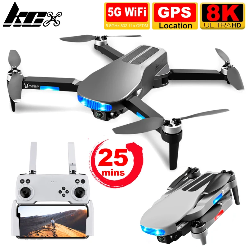 Квадрокоптер KCX LU3MAX складной камера 8K Hd 5G FPV функция удержания высоты