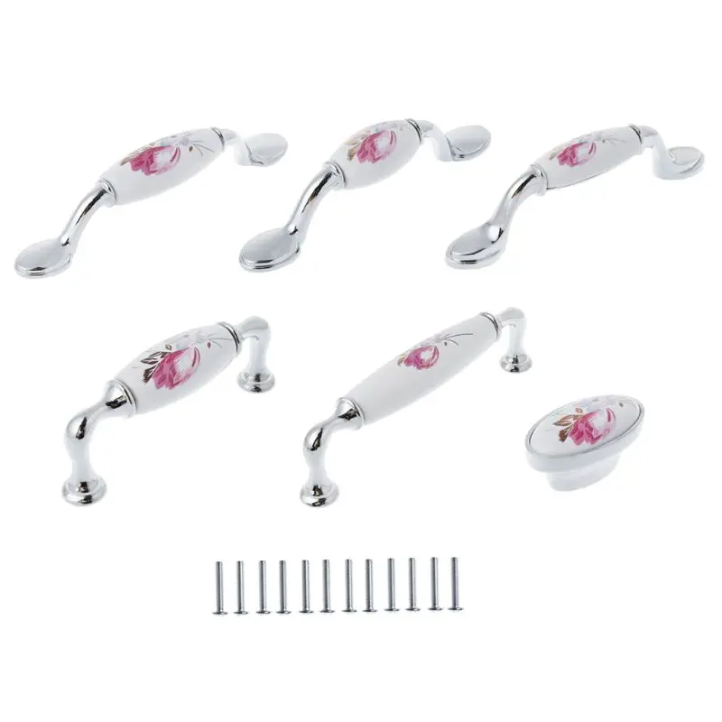 Европейские пасторальные керамические минималистичные ручки с принтом тюльпана