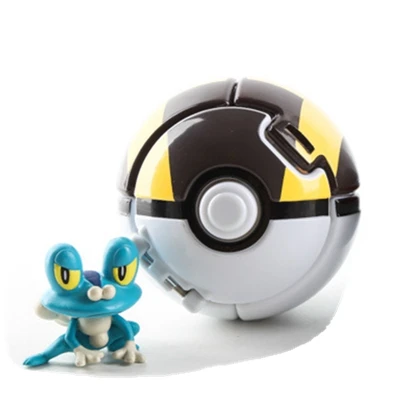 7 см бросок открытый pokebball игрушка+ 1 шт Пикачу Poke Bball Фигурки игрушки - Цвет: Черный