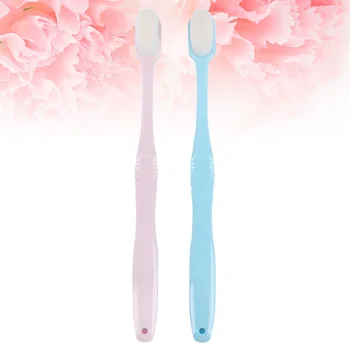 

2pcs Soft Fur Toothbrushes Cute Design Toothbrushes Useful Oral Cleaning Toothbrushes (Pink and Blue Each 1PC)