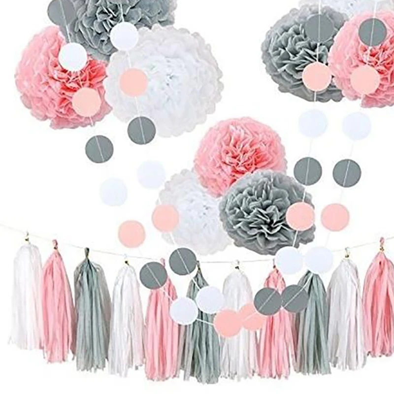 Botique-23Pcs вечерние украшения бумажный цветок шар бумажный кисточка набор детский душ вечерние украшения на свадьбу День рождения фестиваль