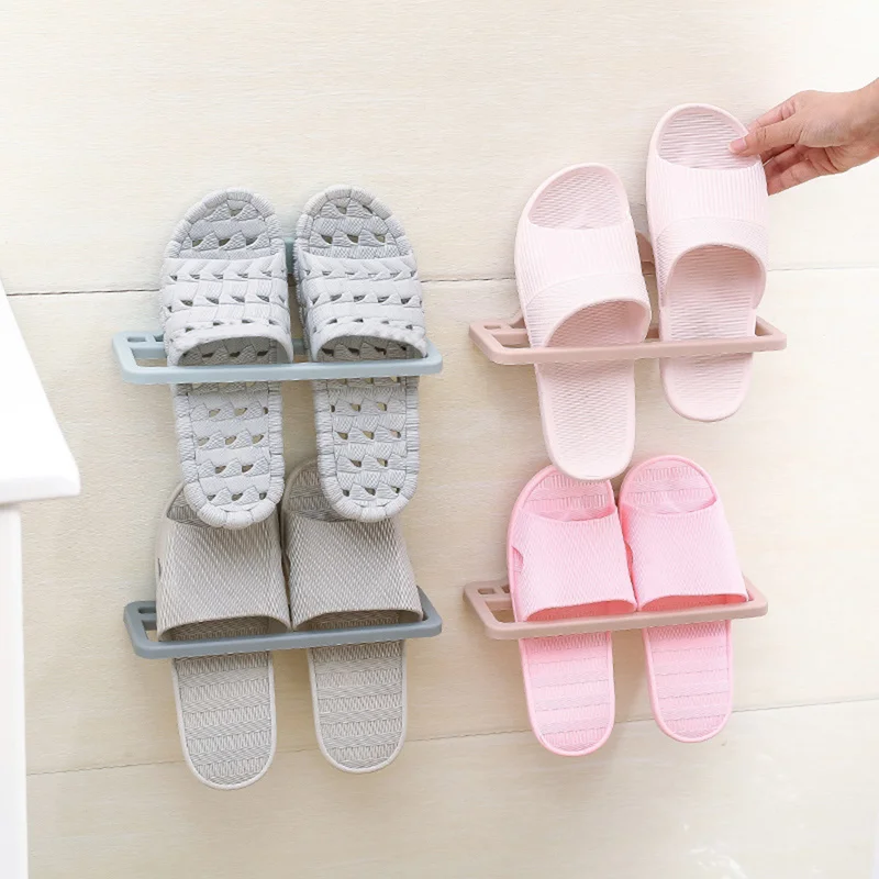 

Shoe Organizer Wall Hanging Storage Rack Wall Mounted Slipper Shelf Holder Family Save Space Shoe Display Stand Home Supplies