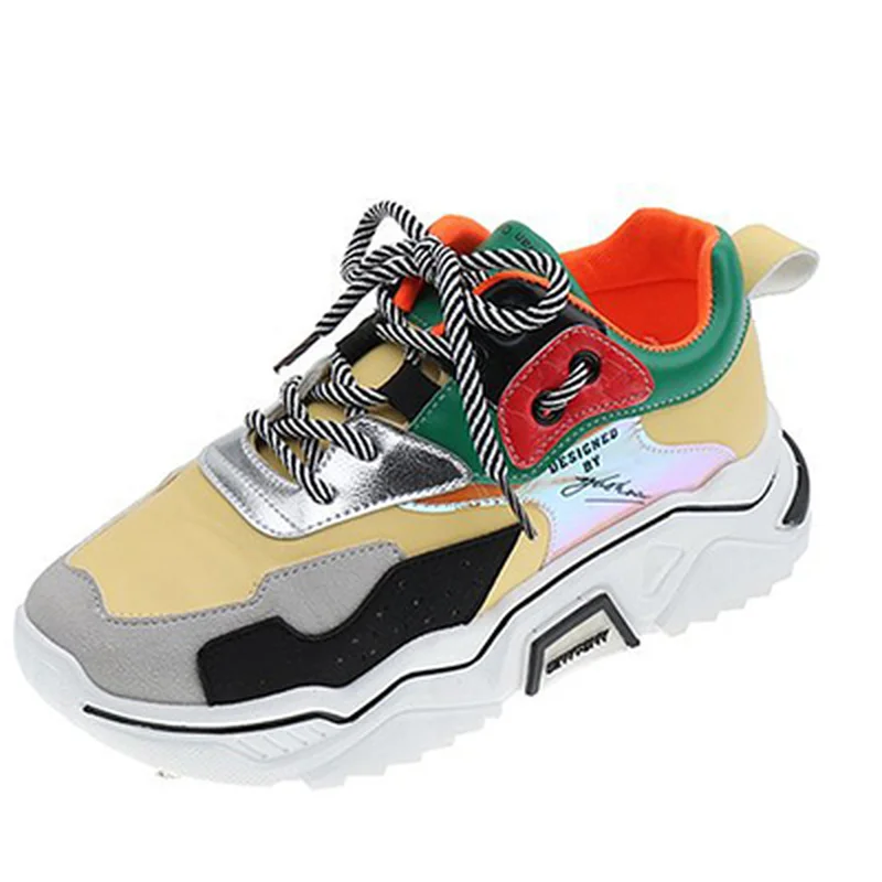 

Women Shoes 2020 New Chunky Sneakers Women Vulcanize Shoes Casual Fashion Leather Shoes Woman Platform Sneakers Sport Female