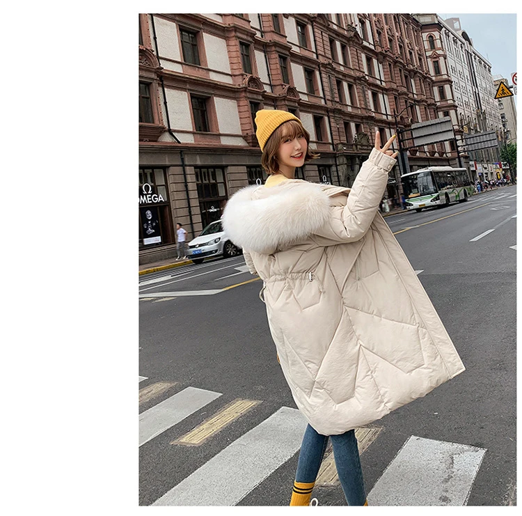 Женская зимняя куртка с хлопковой подкладкой, теплая, с меховым воротником, 2019 Новое поступление, модные длинные пальто, парка, женские