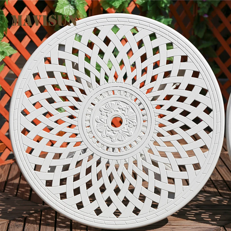 Outdoor Aluminum Tables And Chairs Leisure Dining For Villa Garden Open-Air Balcony White Courtyard Simple Furniture Set