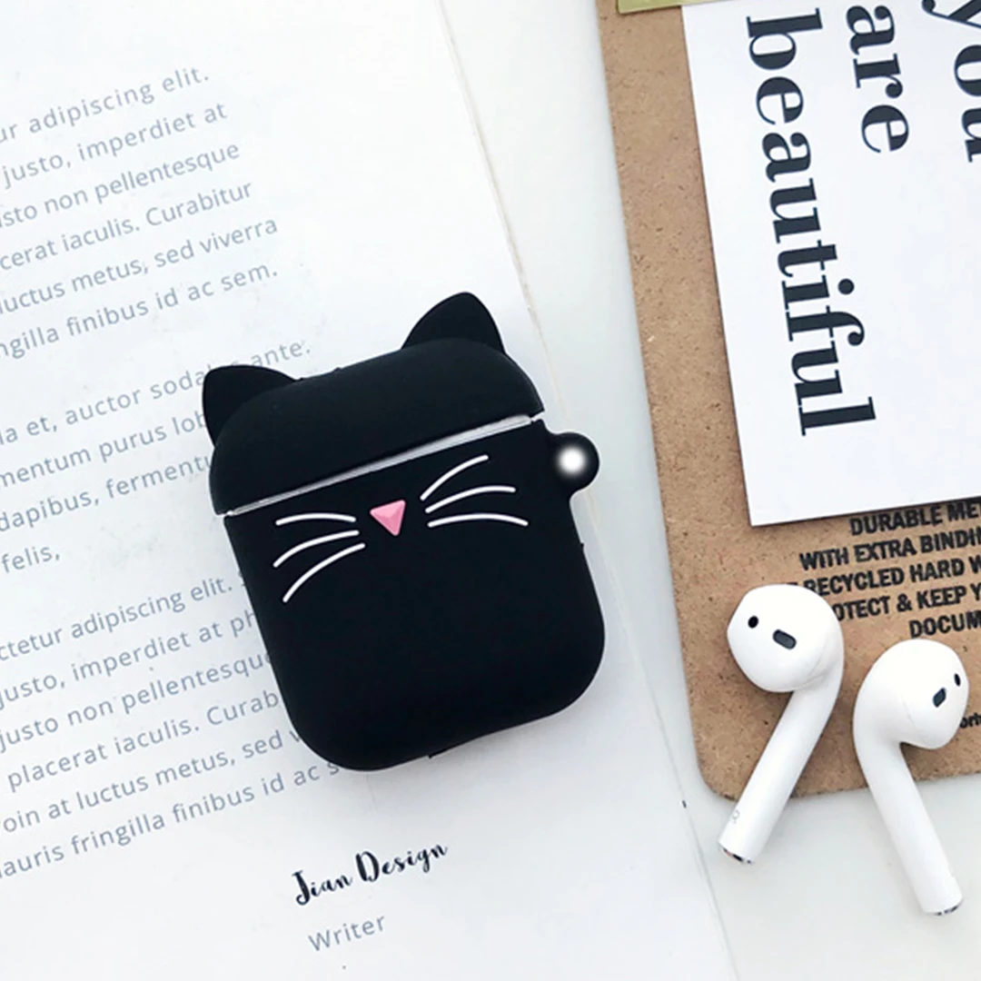 Чехол для airpods с милым котом из мультфильма, защитный чехол с милым ремешком, силиконовый чехол для air pods 2, беспроводной чехол для наушников - Цвет: A3