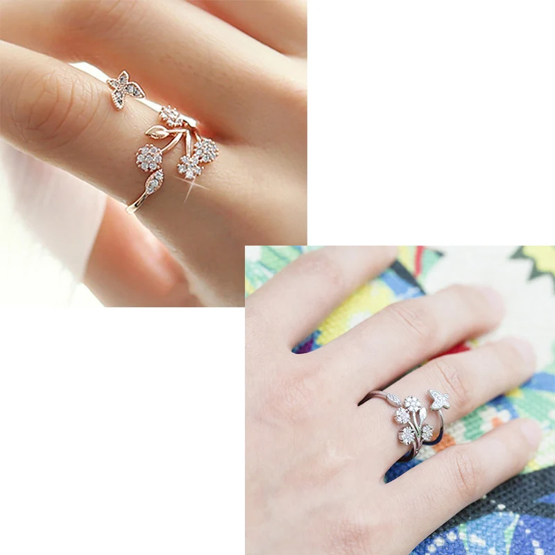 Серебряное кольцо, ювелирное изделие, подарок для женщин,, Бабочка, новое, мини, открывающееся, дамское кольцо, нержавеющая сталь, сокровище, король ангела, B2346 - Цвет камня: Многоцветный