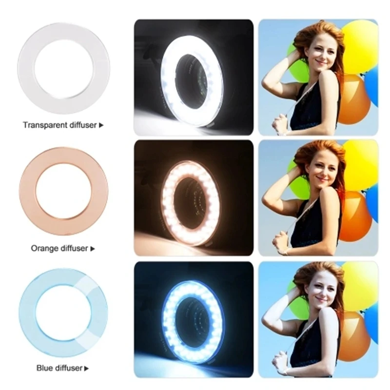 FULL-HD-130 Macro LED Ring Flash Light LCD Display 3000-15000K GN46 Power Control with 3 Flash Diffusers 8 Adapter Rings for Can