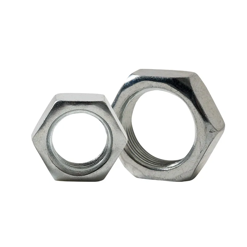 20pcs M16 hex thin nuts outer hexagon fine teeth flat nut white zinc