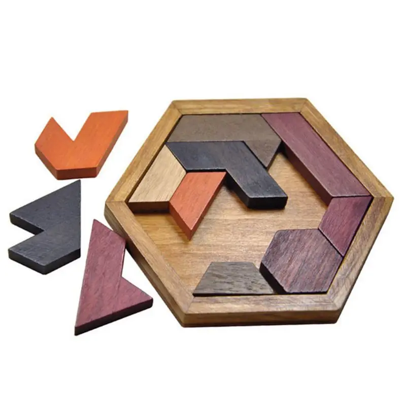 Деревянные Tangram красочные геометрические формы головоломки детские развивающие игрушки P31B