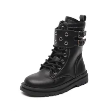 

Toddler Girls Martin Boots Autumn Winter Children's Short Boots 2021 New Fashion Kids Princess Leather Ankle Boots Black White