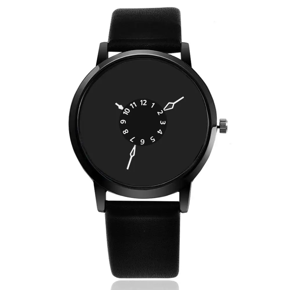 Creative Watches Women Men Quartz-Watch Analog Unique Dial Design Lovers' Relogio Saati Leather Wristwatches Clock Relojes - 5