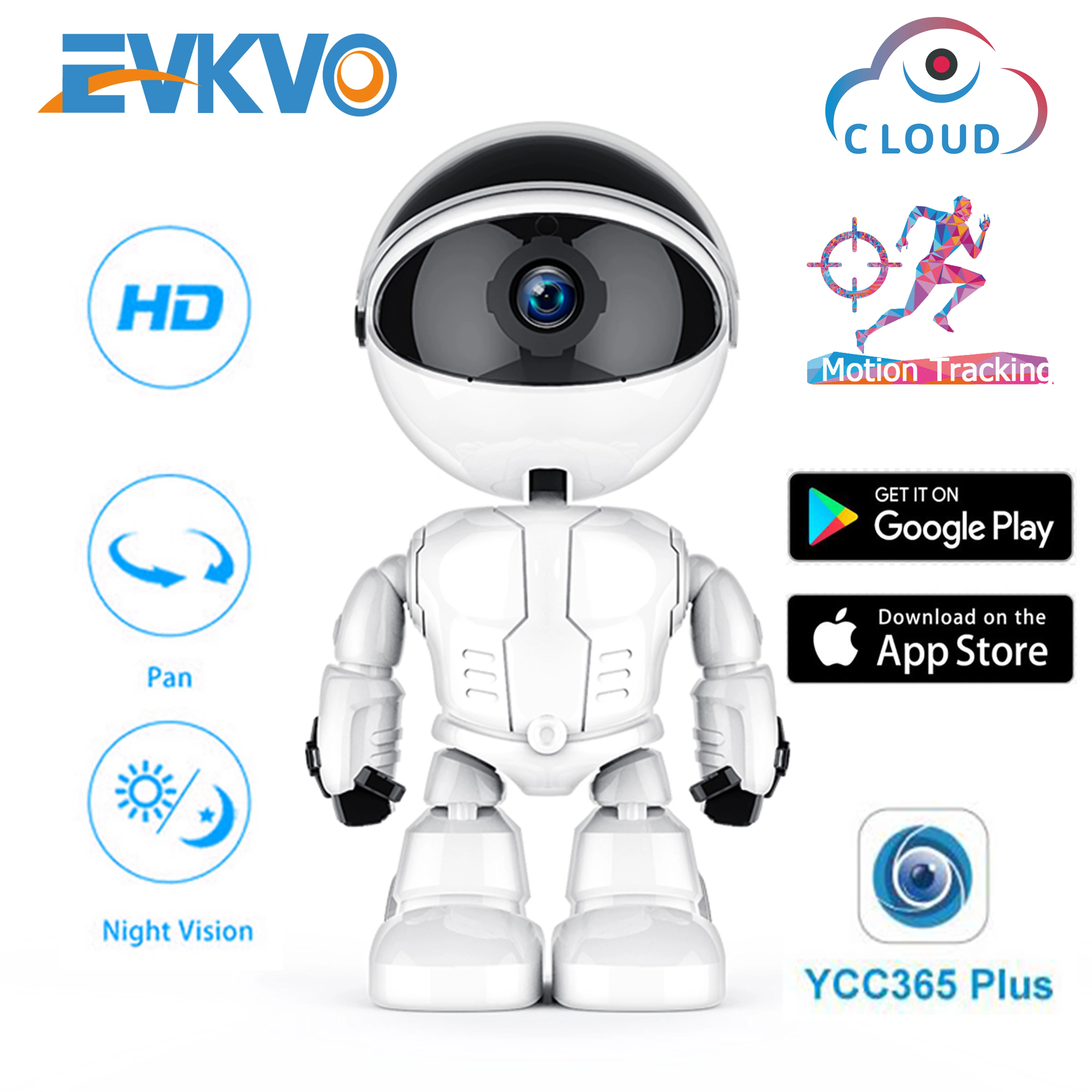 

EVKVO 2MP HD Wireless IP Camera wi-fi Robot Camera 1080P Wifi Night Vision Network Auto Tracking Camera CCTV Two-way Audio