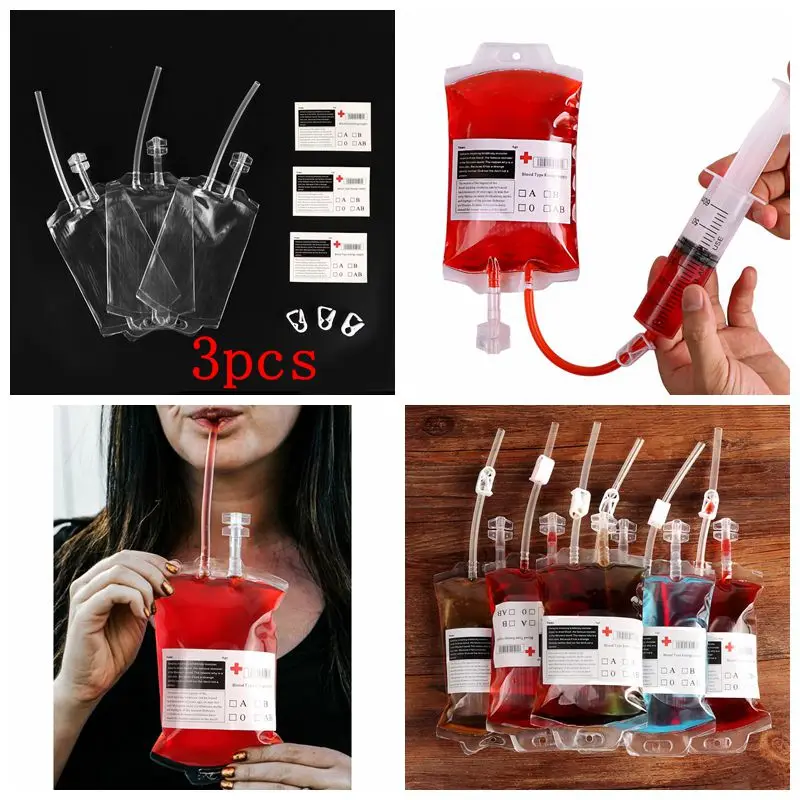 3pcs Blood bags Ourwarm Хэллоуин Вечерние черные кружева паутина на камин мантия шарф скатерти Ужасы реквизит Хэллоуин вечерние украшения - Цвет: 3pcs Blood bags